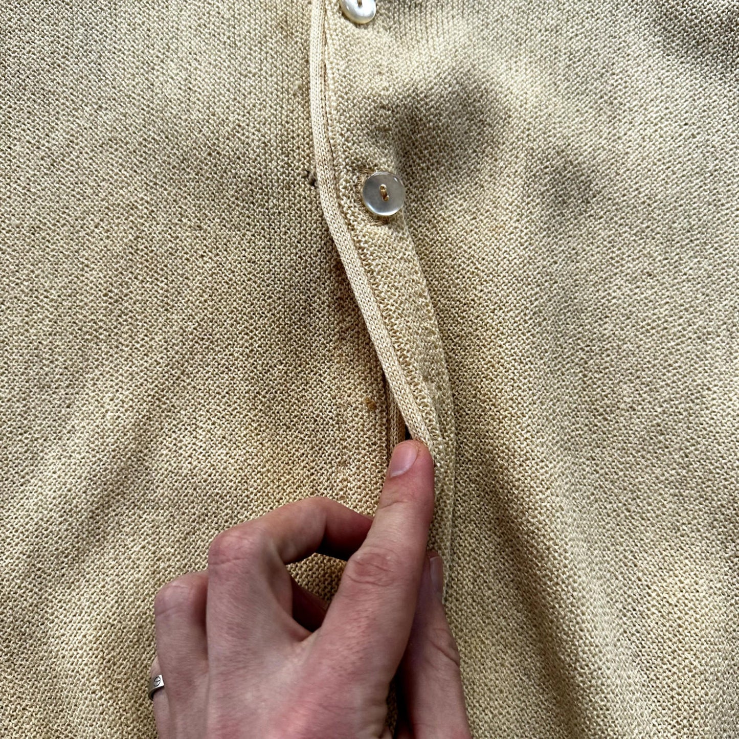 VTG 60s 70s Cardigan Sweater Alpaca Wool Kurt Cobain Cream Yellow Winter Cool