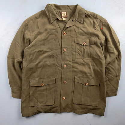 Tommy Bahama VTG 100% Silk Rayon Woven Sport Shirt Jacket XL Green Very Rare 90s
