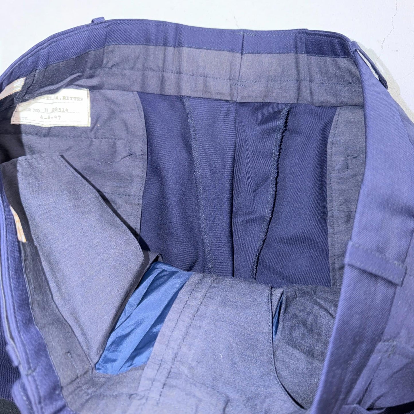 1990s Custom VTG Mens 2 PC Suit 40 Jacket Coat Pants Navy Blue Wool Rockabilly