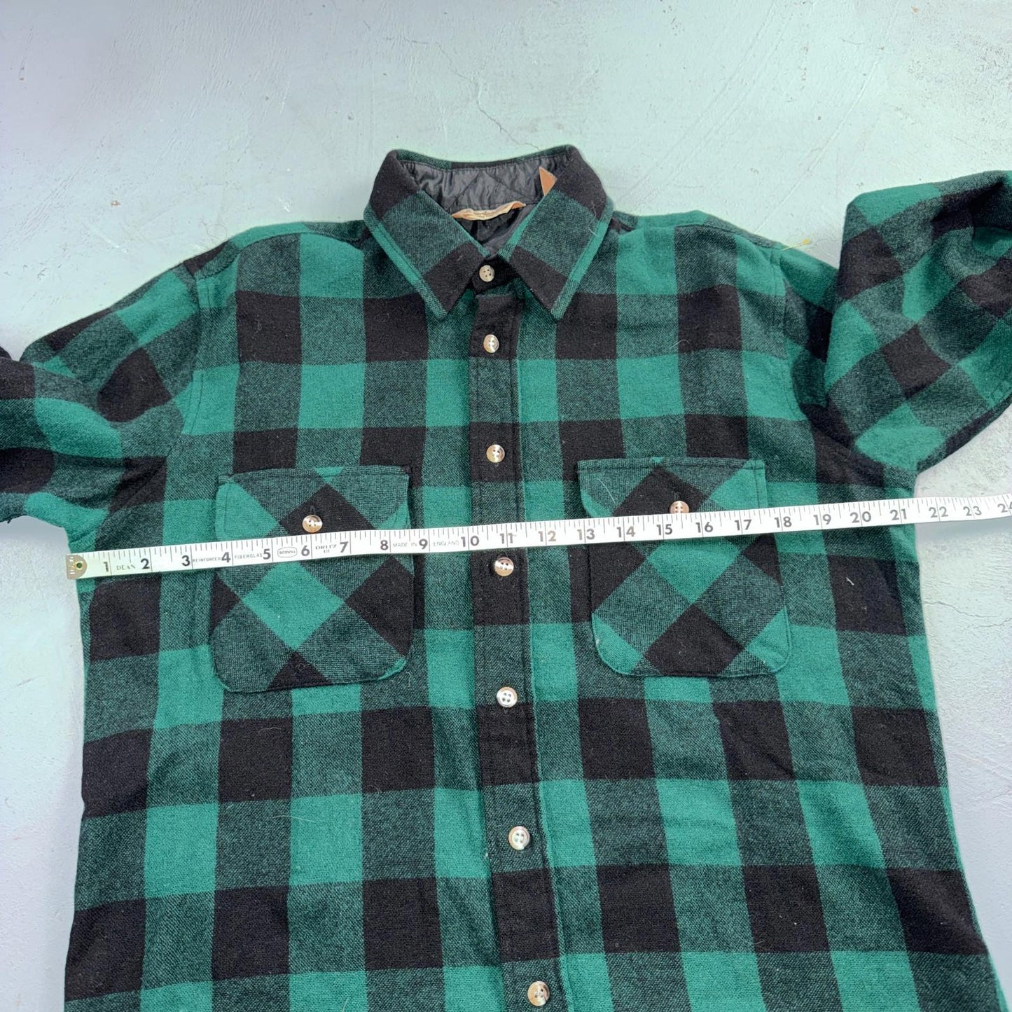 VTG Cabelas Shirt Mens M Buffalo Plaid Wool Blend Flannel Workwear Logger Green