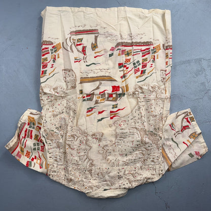 VTG 50s PENNEYS Hawaiian Flags Button Aloha Shirt Rockabilly THRASHED 1950s