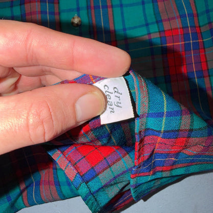 Pendleton VTG USA Made Virgin Wool BF LS Flannel Blue Red Turquoise Sz XL