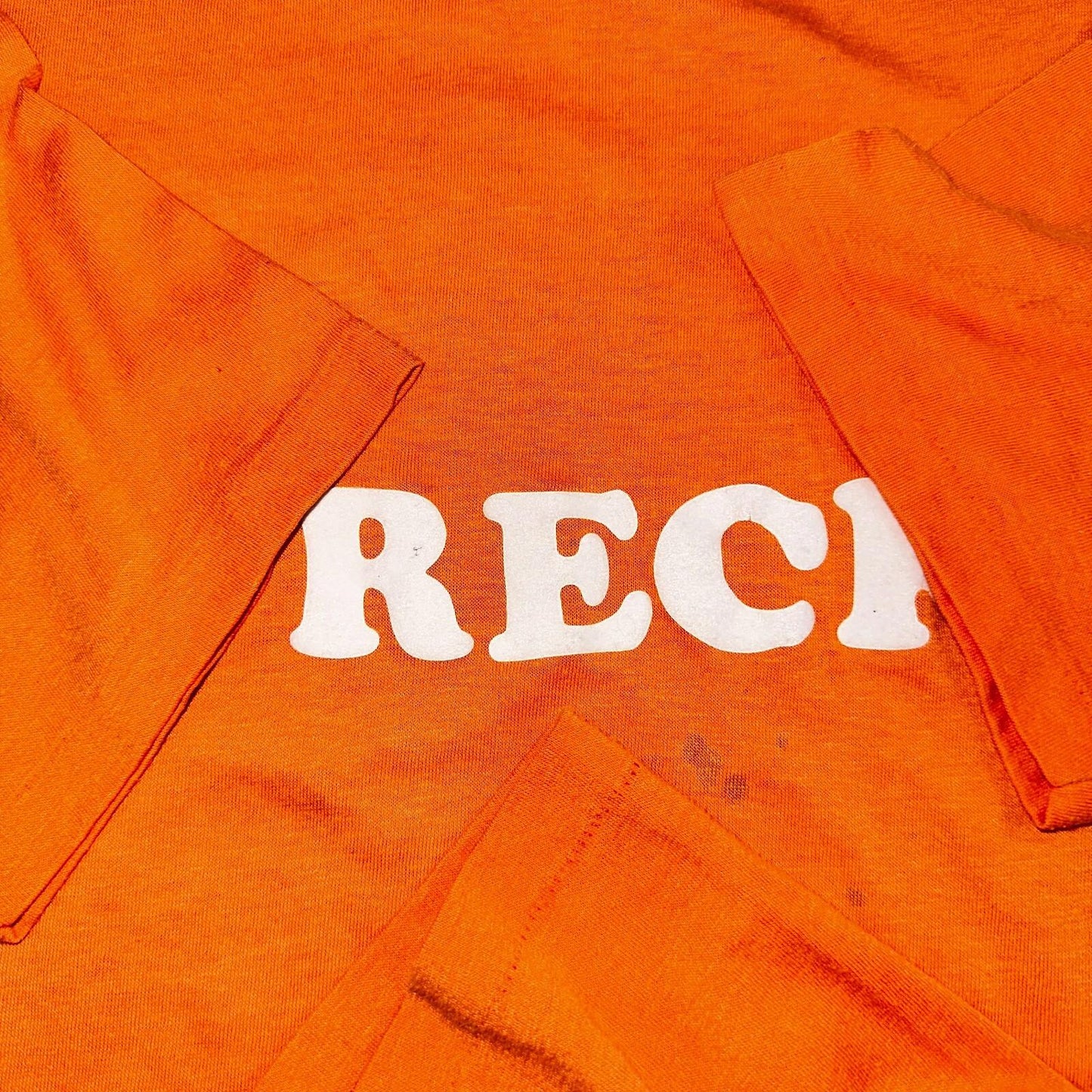 Wreck 1970s Sport VTG T Shirt Letters 70s Number 10 Orange Single Graphic Text