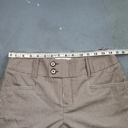 GRACE Brown & White Striped Casual Pants Cropped Size 4 Y2K VTG Cotton Nylon