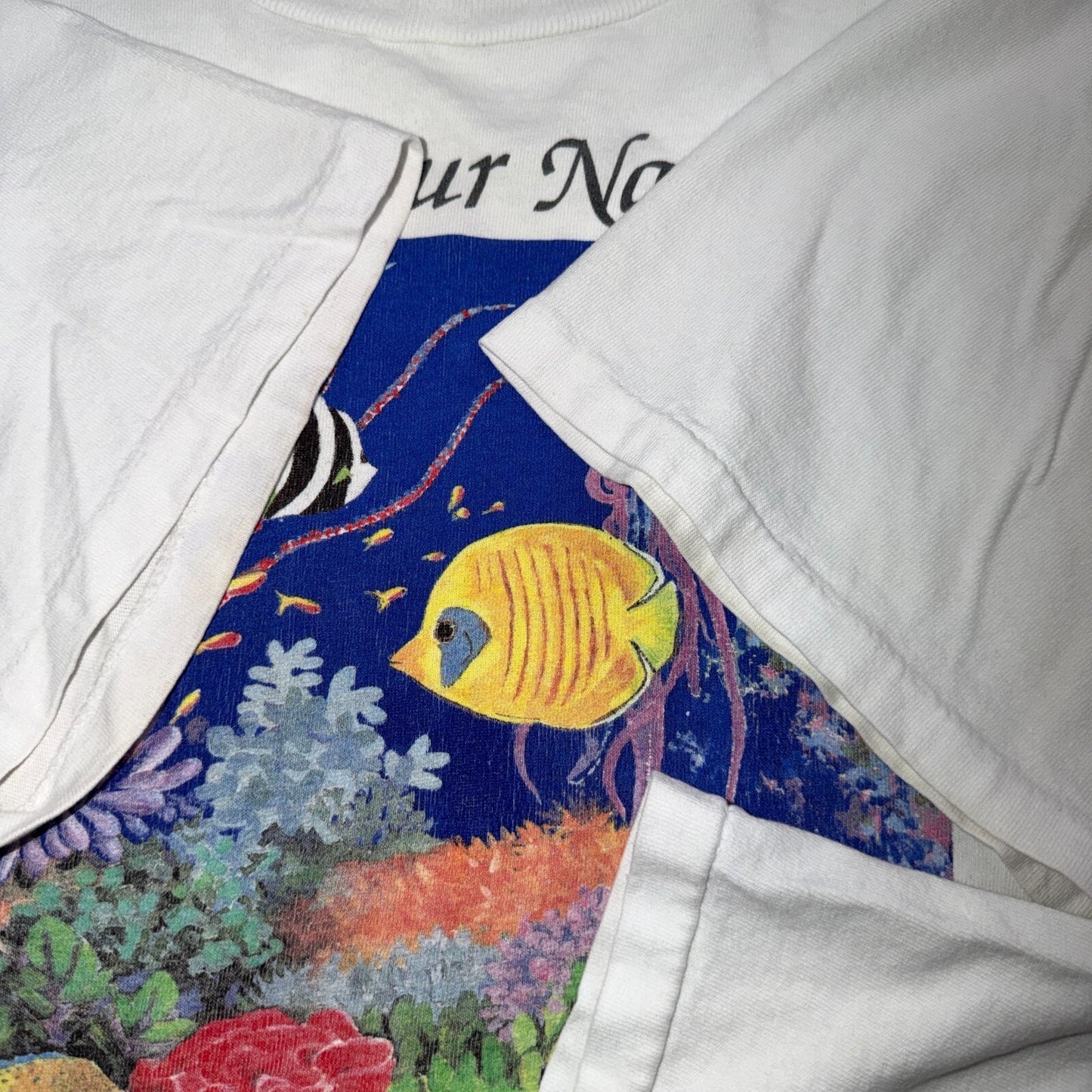 Vintage 90s Human-I-Tees T-Shirt Mens XL Nature Fish Ocean Reef Graphic Tee