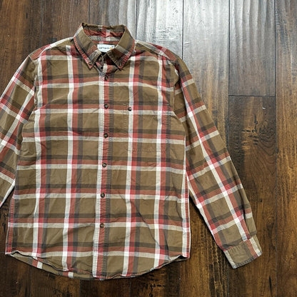 Carhartt Shirt Men M Brown Plaid Button Down Shirt Long Sleeve Casual Outdoor
