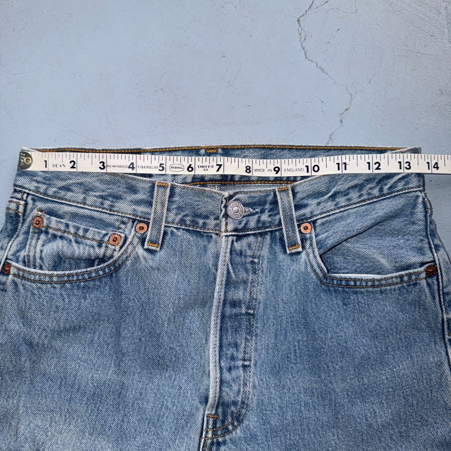 Levis 501 Vintage 90s USA XX Straight Leg Jeans Blue Light Wash 29x30 Act 27x29