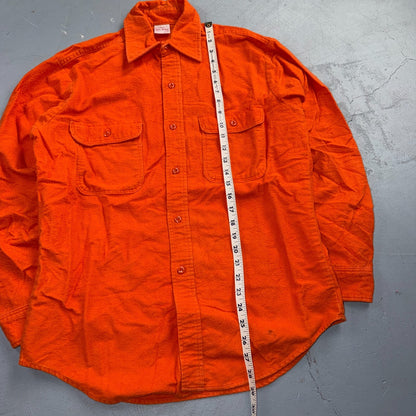 VTG 70s Penneys Big Mac Orange Chamois Cloth Work Shirt Heavy Flannel Rare Color