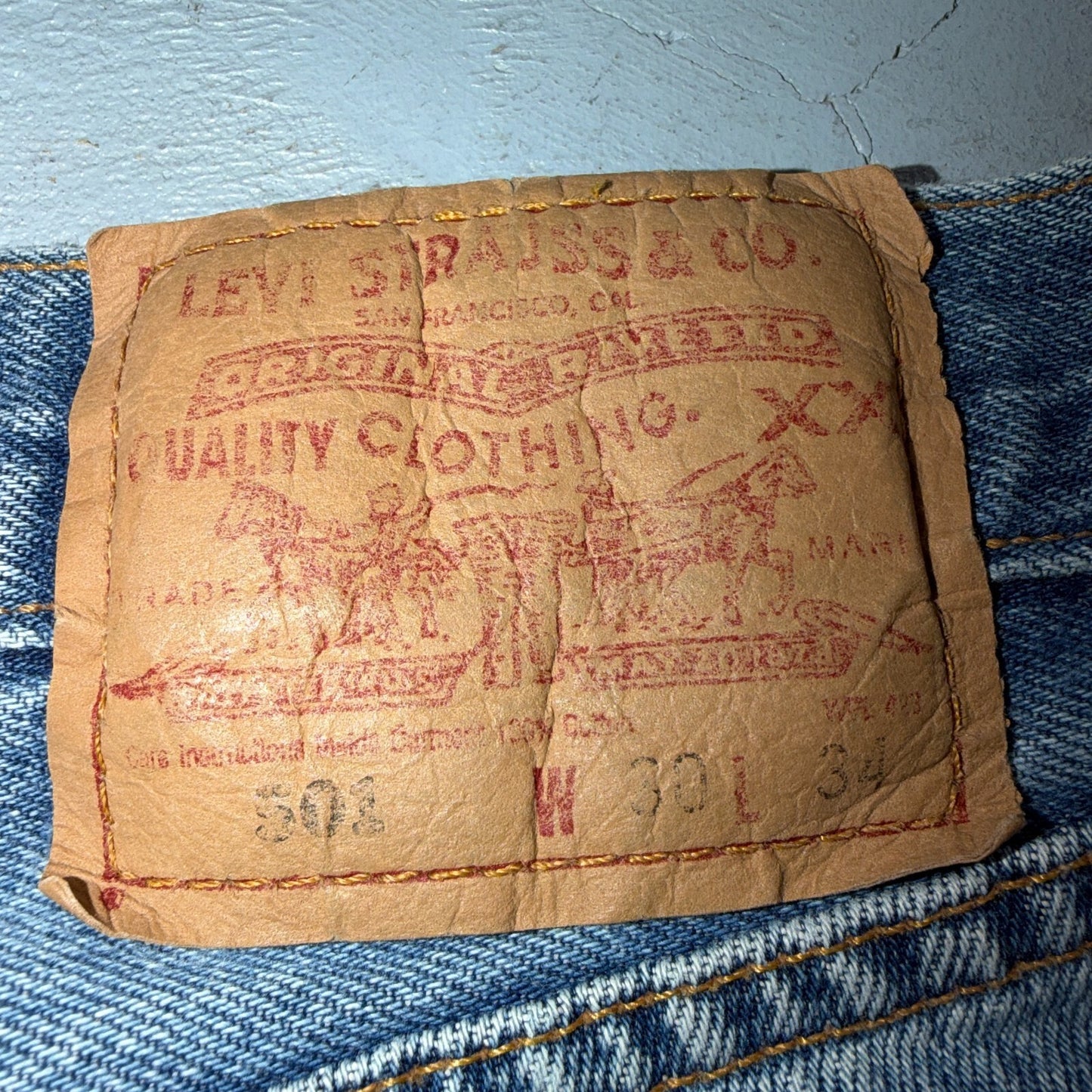 Levis 501 Vintage 90s Y2K XX Straight Leg Jeans Blue Light Wash 30x34 Act 28x32