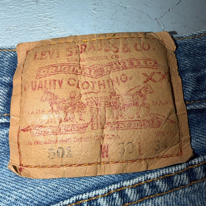 Levis 501 Vintage 90s Y2K XX Straight Leg Jeans Blue Light Wash 30x34 Act 28x32