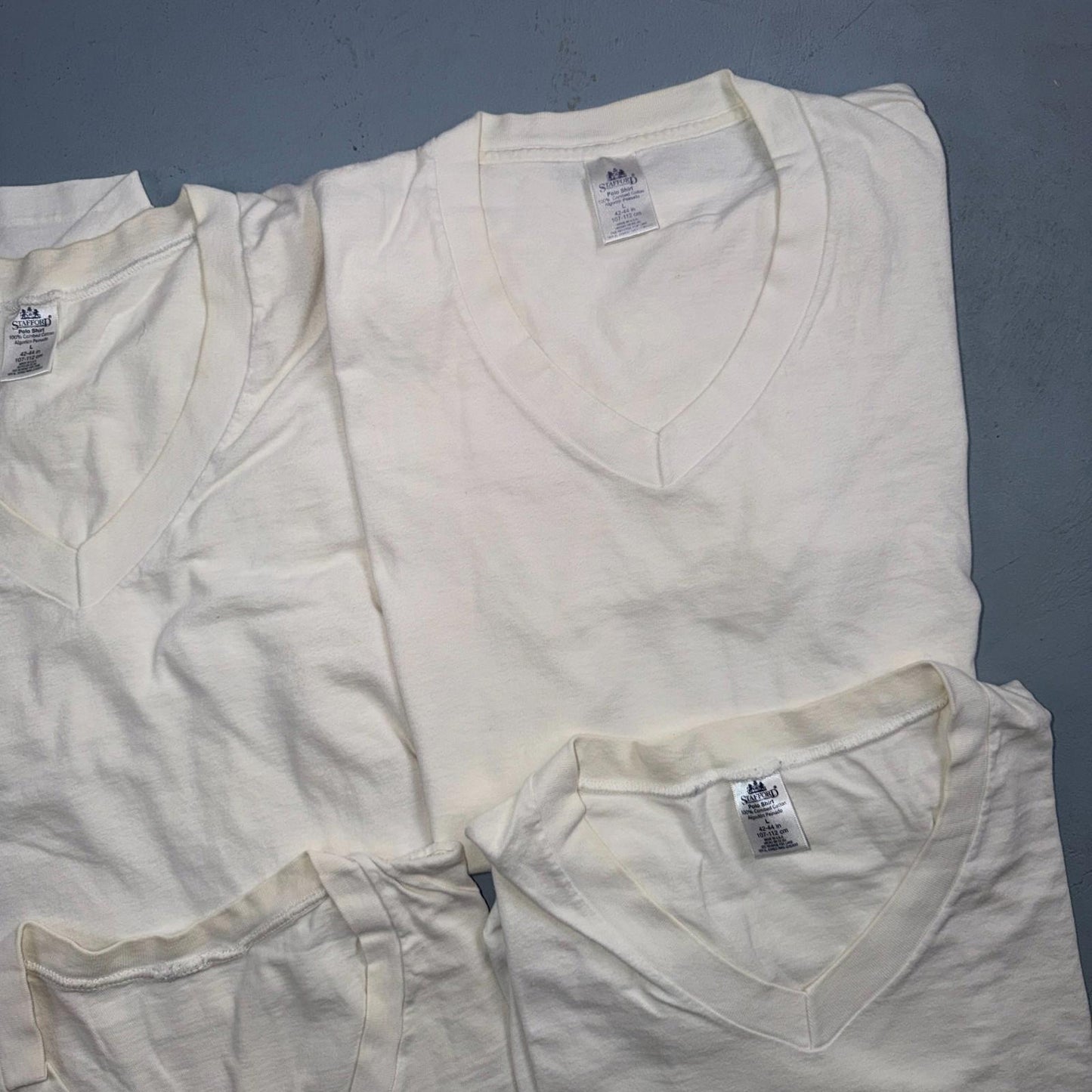 VTG Jockey Lot 6 Blank White V Neck T-Shirt Sz L Thin Single Stitch Grunge 90s