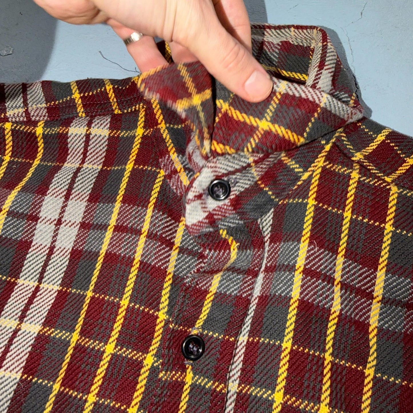 Vintage Five Brother Heavyweight Plaid Button Up Flannel Shirt Men M USA 1970s