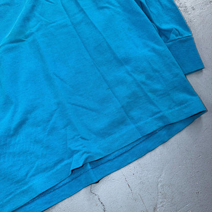 Oneita XL Blue VTG T Shirt Alpaca Llama Blue Long Sleeve Art Graphic Animals