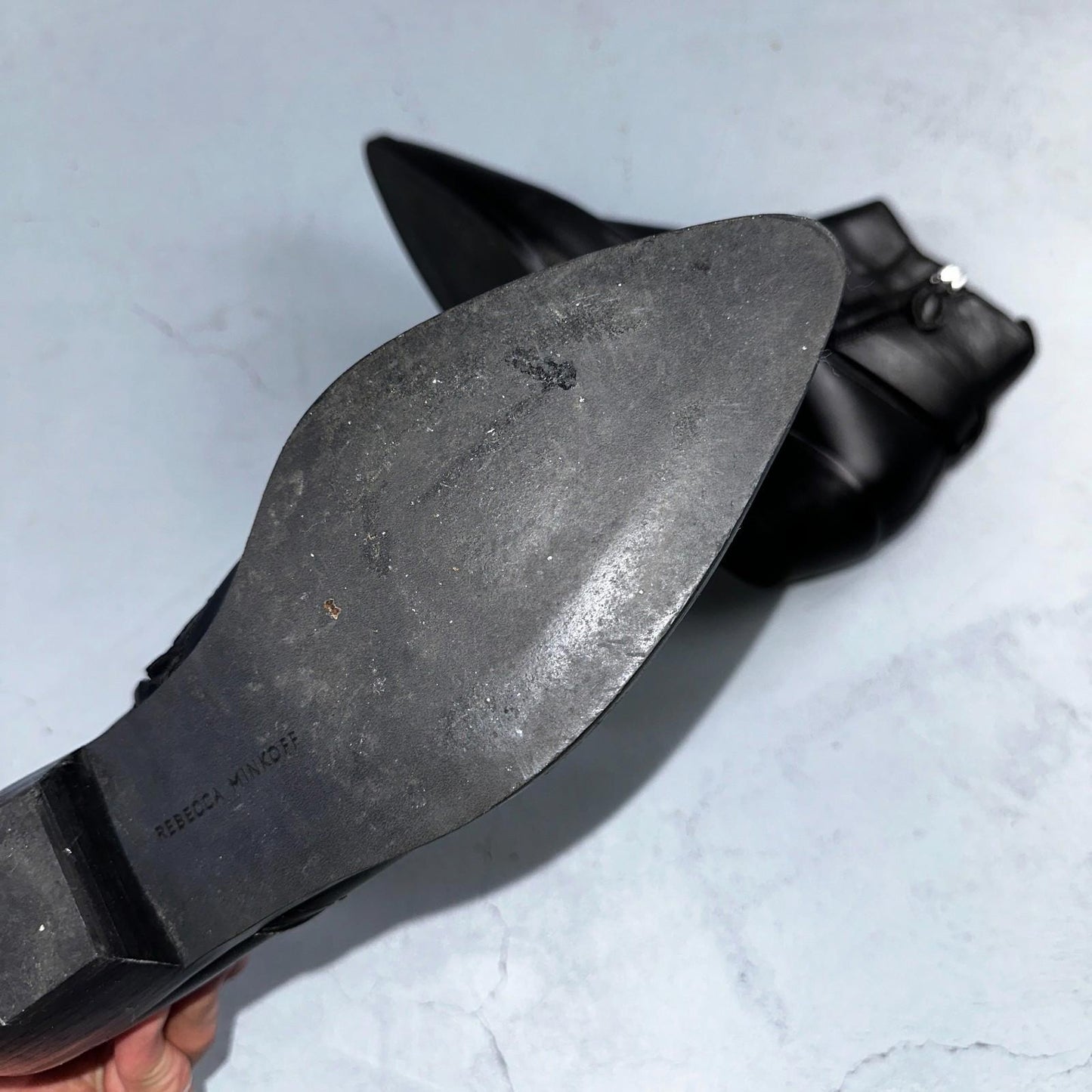 Rebecca Minkoff Boots Kichi Pointed Toe Bootie Black Leather Size 9.5