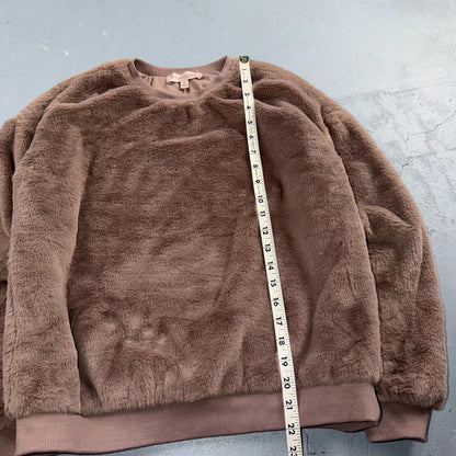 Womens Philosophy Sable Brown Faux Fur Soft Sweater Size Small Cozy Warm