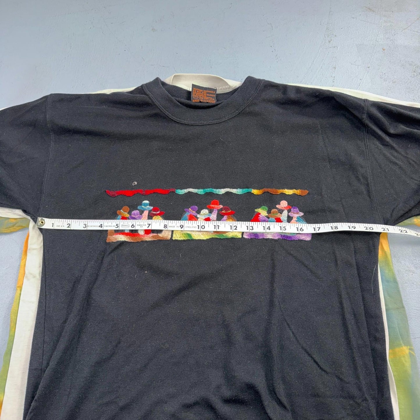 Ecuador Chain Stitch VTG T Shirt Travel Mexico Traditional Novelty Tie Dye Lot 3