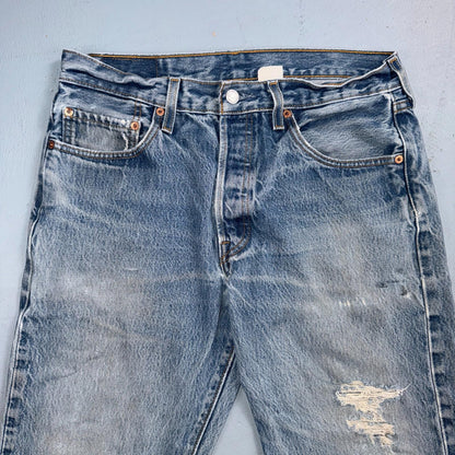 Levis 501 Vintage Y2K 90s XX Straight Leg Jeans Blue Light Wash 34x34 Act 31x30