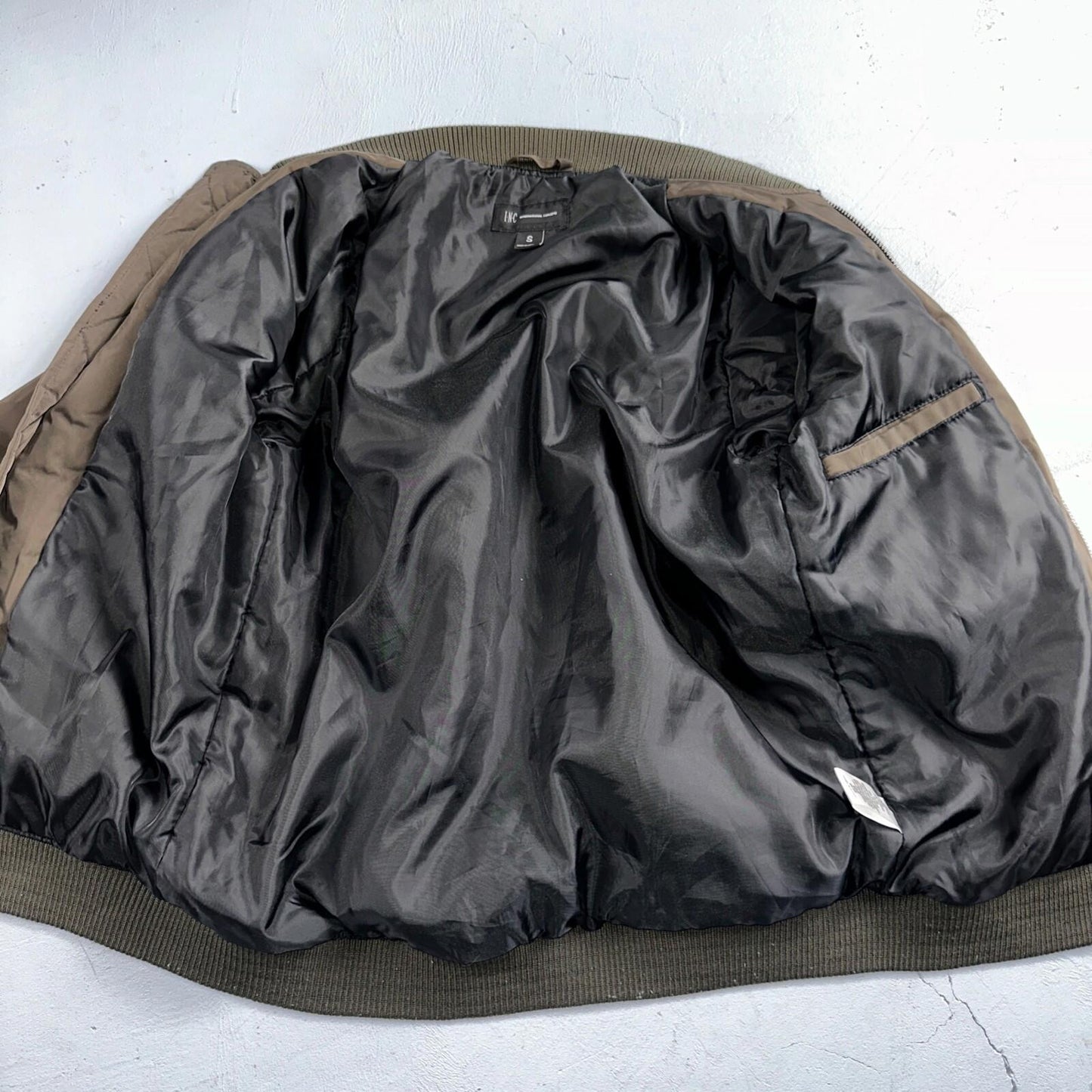 INC International Concepts Brown Bomber Jacket Mens S Full Zip Metallic