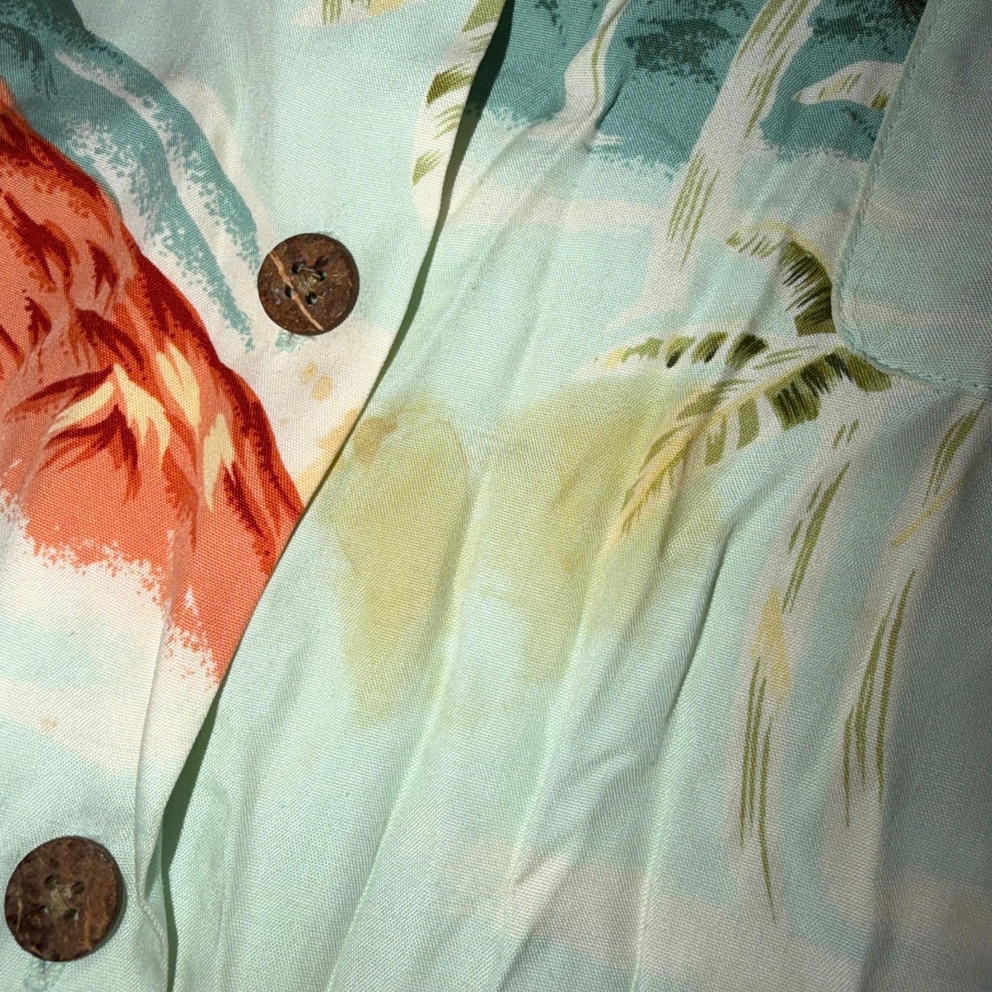 Tommy Bahama Hawaiian Loop Collar Tropical Floral Rayon Camp Shirt L VTG