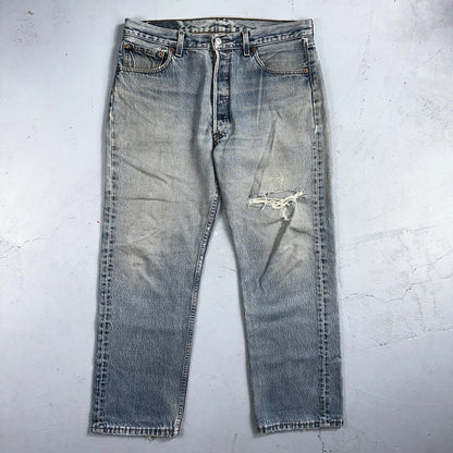 Levis 501 Vintage 90s Mexico Straight Leg Jeans 34x32 Y2K Light Wash Act 33x27
