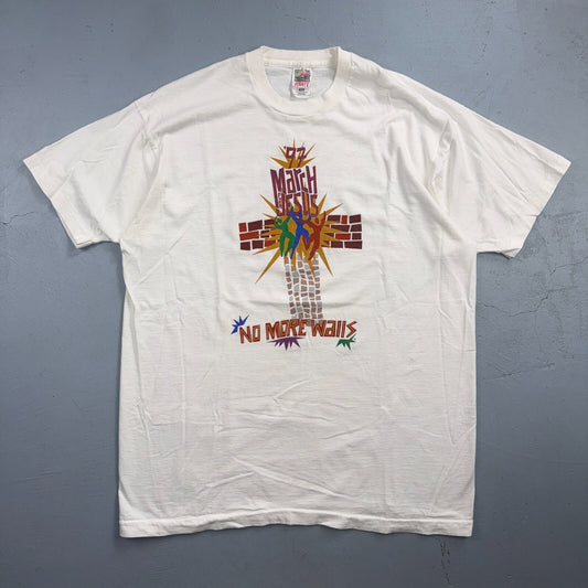 Jesus 90s USA 2XL VTG T Shirt March No More Walls Graphic Cool Religion