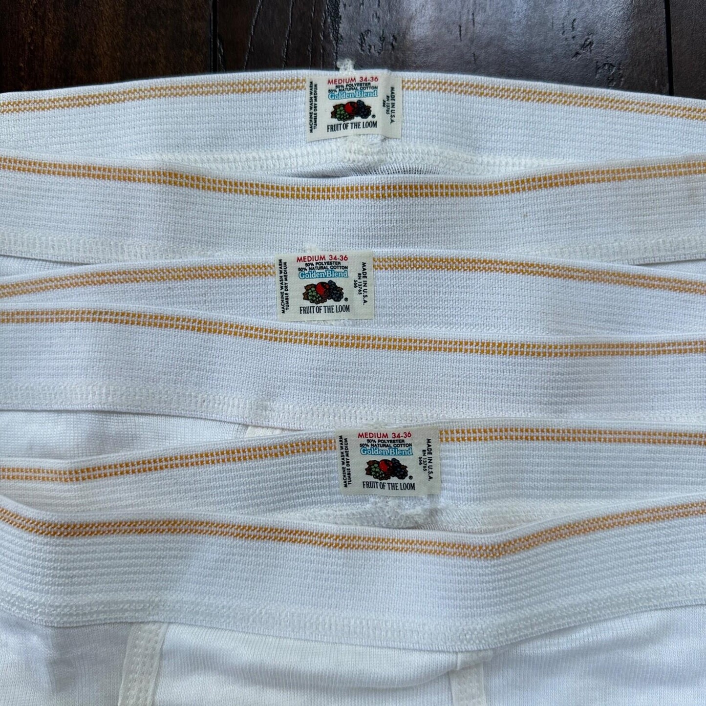 FOTL Briefs Men Size 34 White Cotton Stripes 3 Pair VTG USA Lot 1970s 70s M