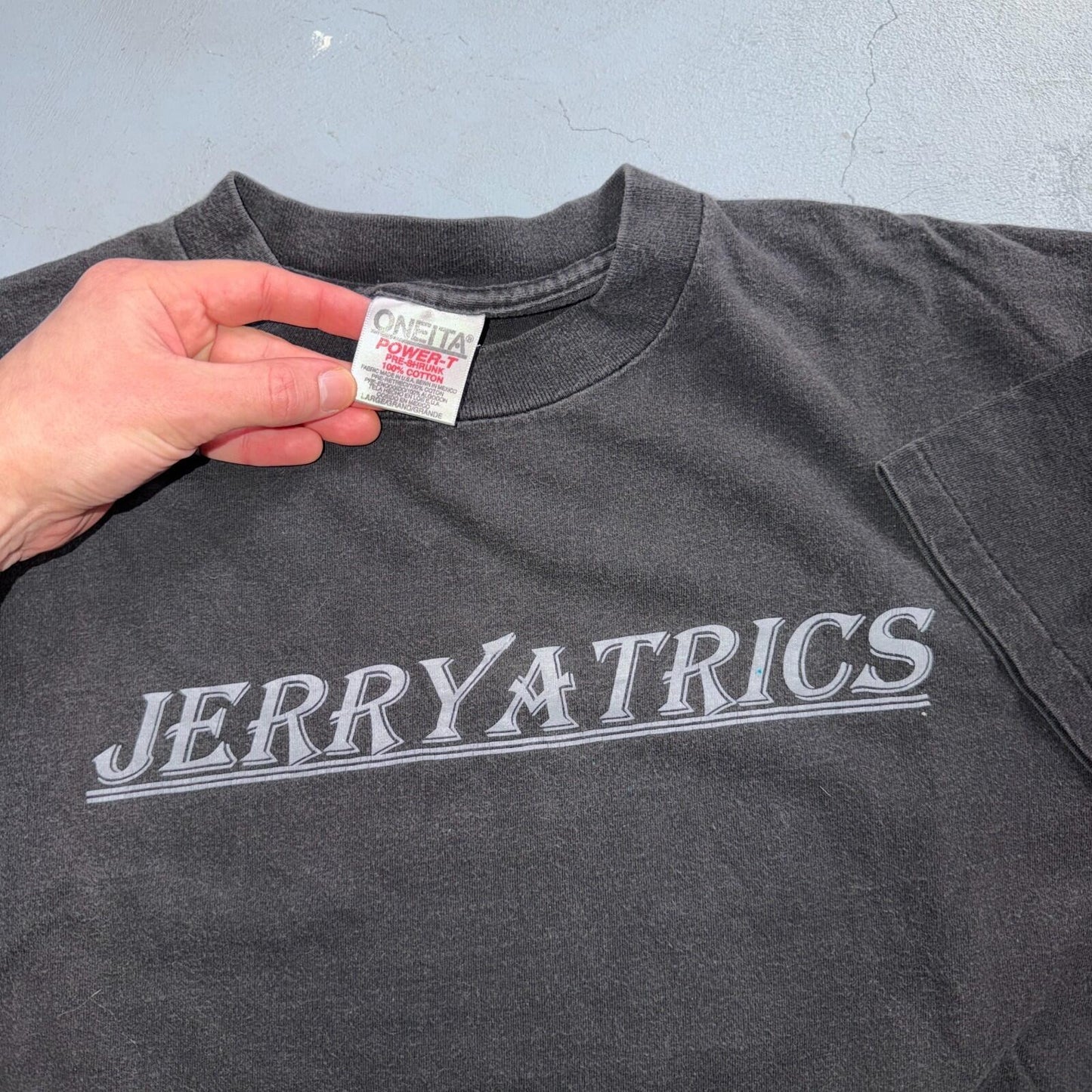 Jerryatrics VTG T Shirt Grateful Dead? Jerry Oneita 90s Faded Black Music Band