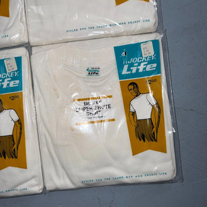 VTG 1960s JOCKEY LIFE White T Shirt Medium 4 Packs Deadstock Lot Slim Guy 60s