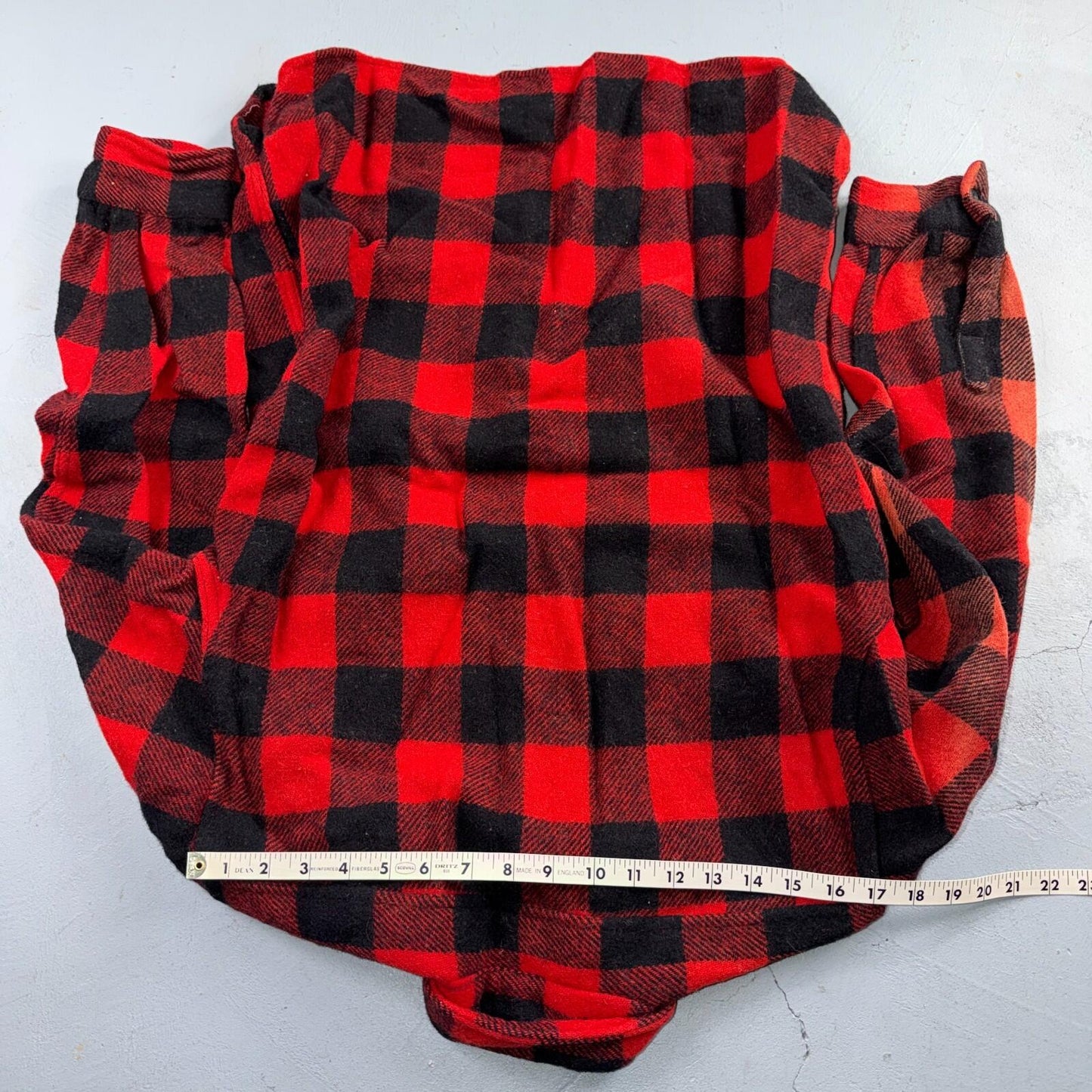 VTG 1940s Penneys Jacket Red Black Wool Buffalo Plaid 40s 50s Flannel Shirt Wool