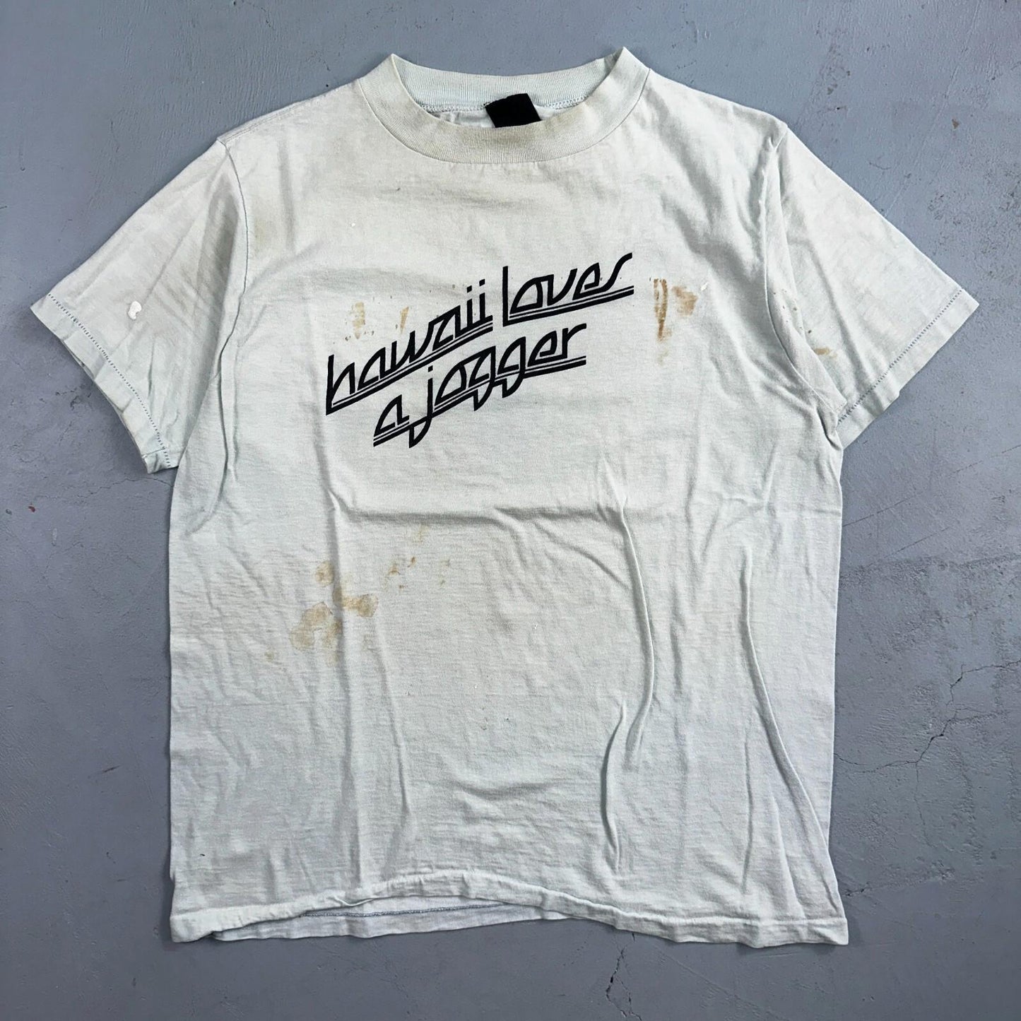 Hawaii Loves A Jogger 1970s VTG T Shirt 70s Rockabilly Rare Text Graphic Running