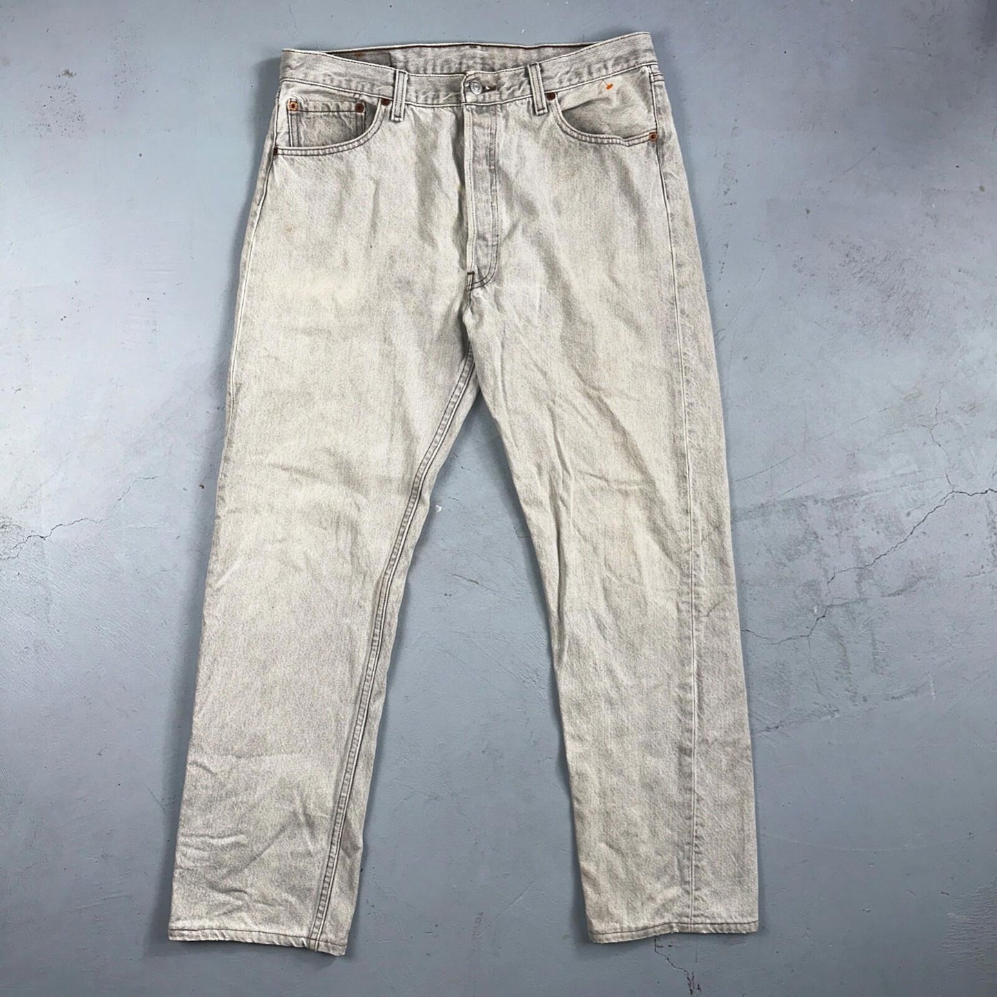 Levis 501 Vintage 90s USA XX Straight Leg Jeans Gray Light Wash 36x32 Act 33x30