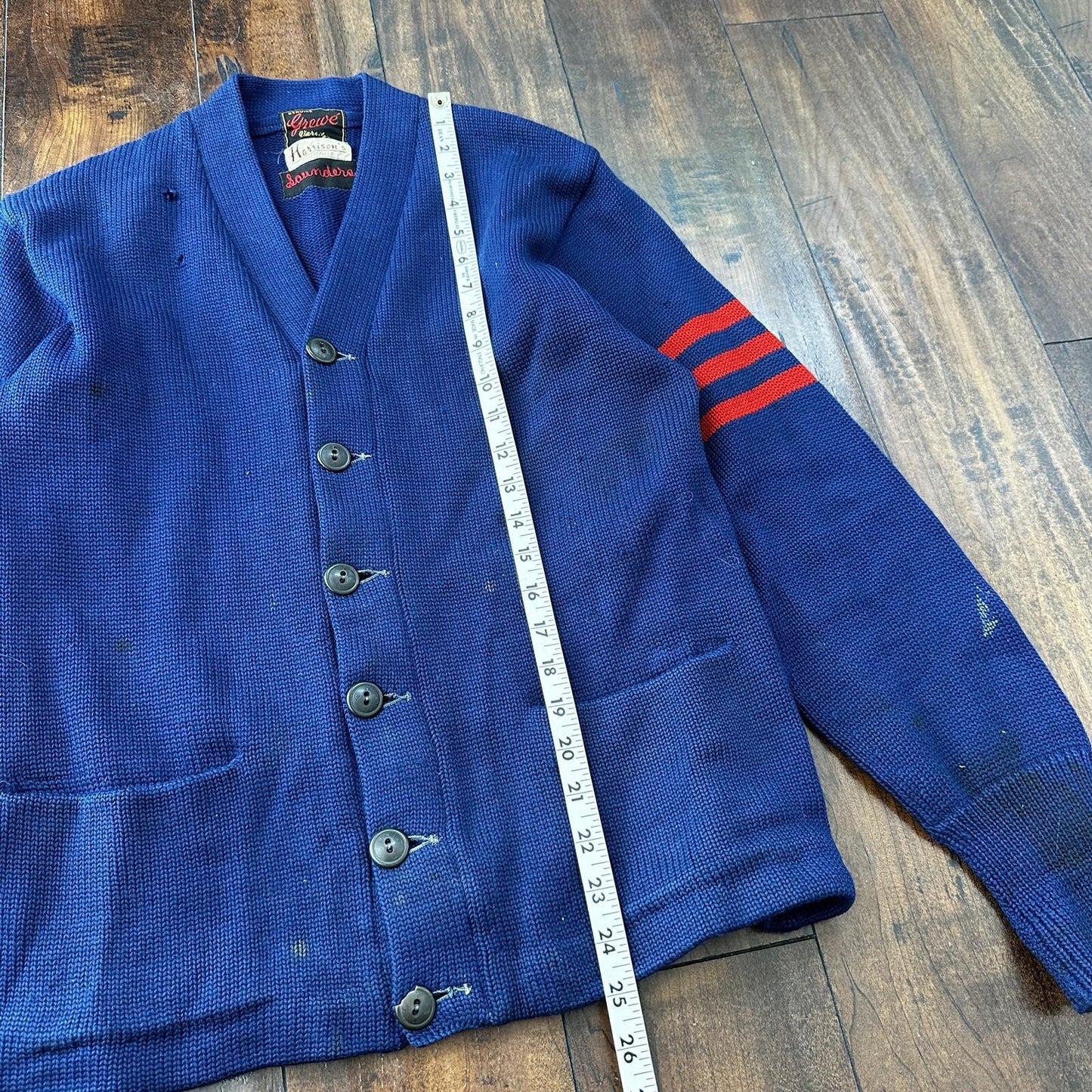 Vintage Men's Varsity Letter Sweater 50s Cardigan Grewe Sz 40 Rockabilly Wool