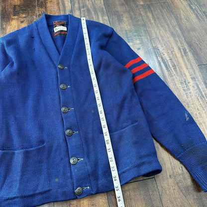 Vintage Men's Varsity Letter Sweater 50s Cardigan Grewe Sz 40 Rockabilly Wool