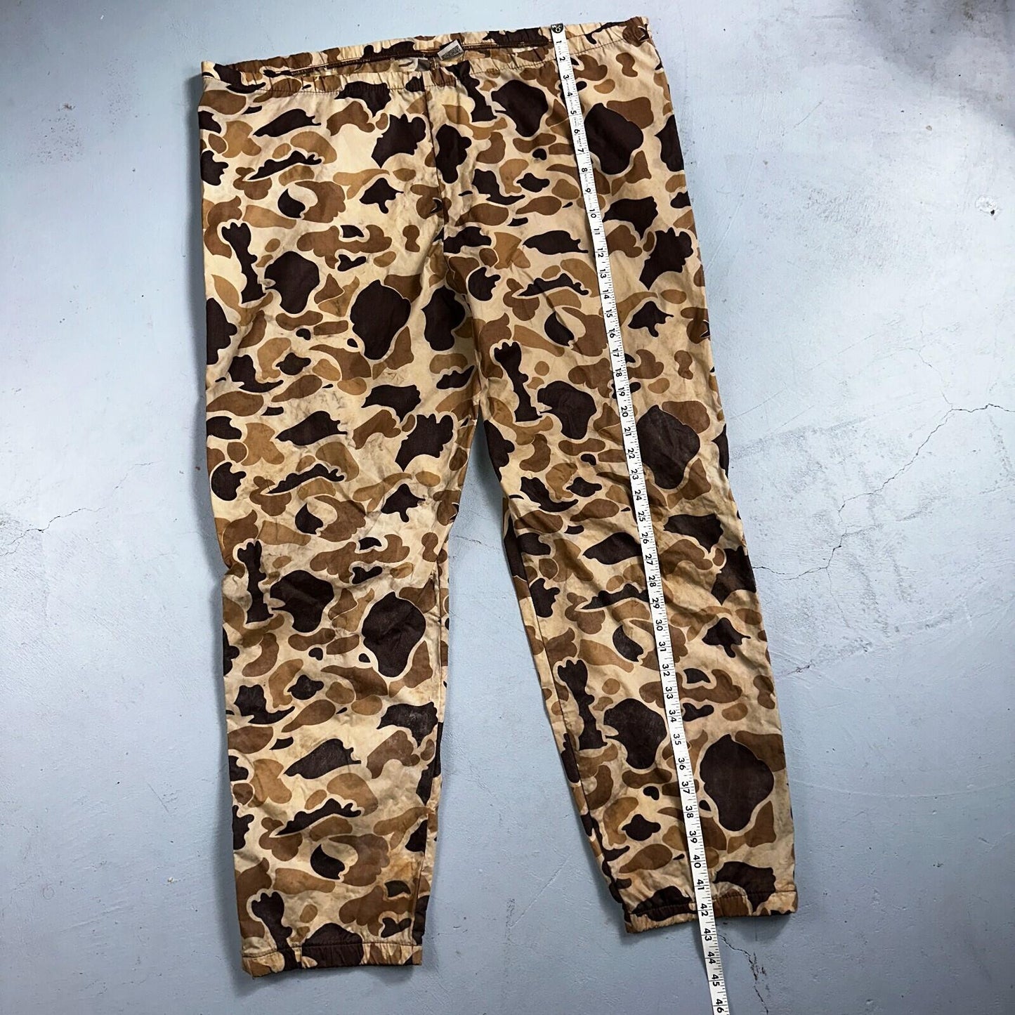 Columbia 1970s VTG Mens Size Large Duck Camo Nylon Rain Pants 70s Rare Black
