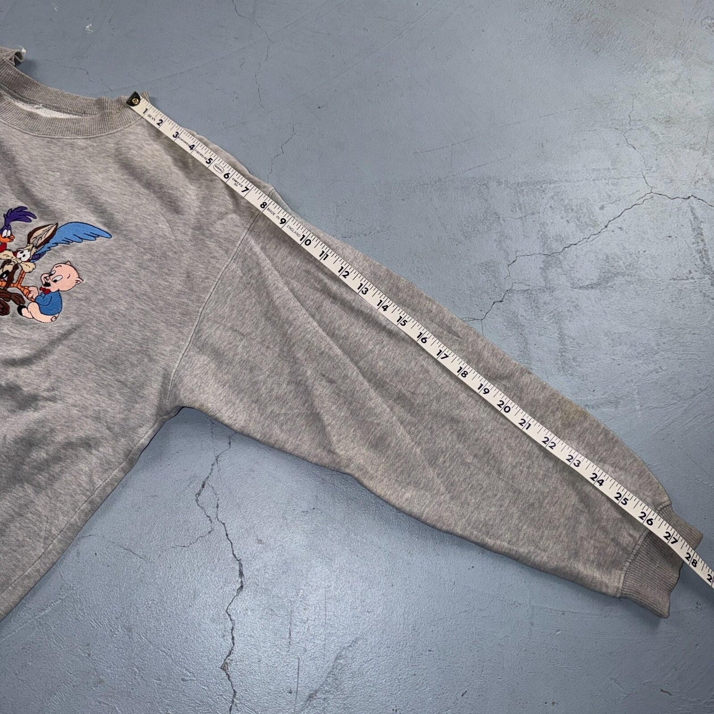 1990s Rare Vintage Acme Looney Tunes Central Logo Sweatshirt Crewneck Stained