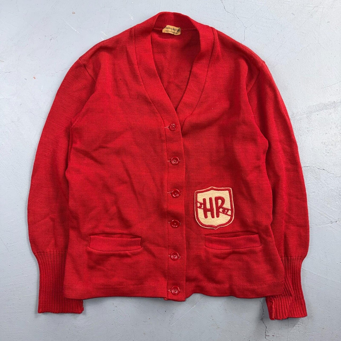 VTG Broadway Knitting Mills Mens S/M Cardigan 50s 60s Grunge Rockabilly Mod
