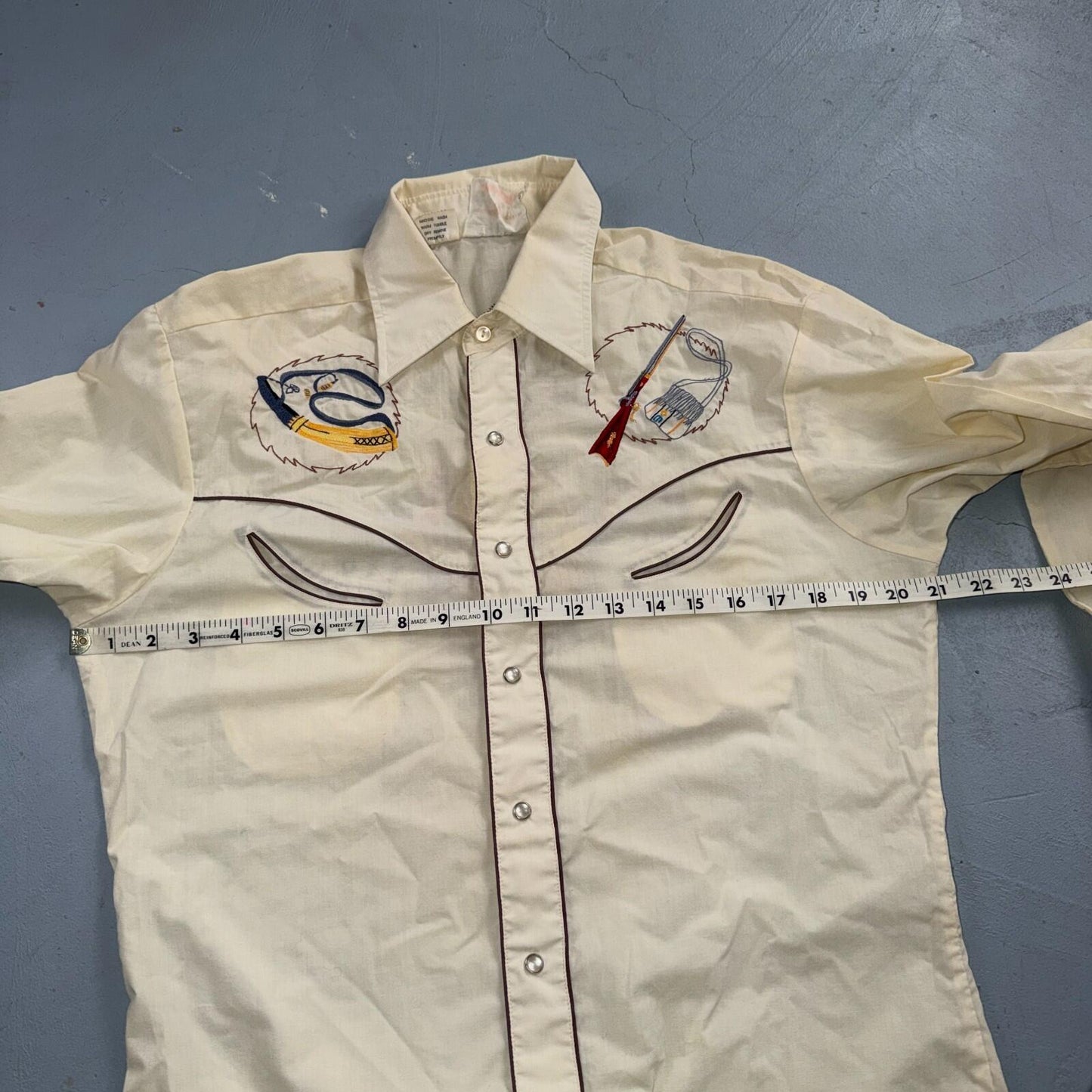 Kennington VTG Rocking K Ranchwear Shirt M Native Chief Pearl Snap Western 70s