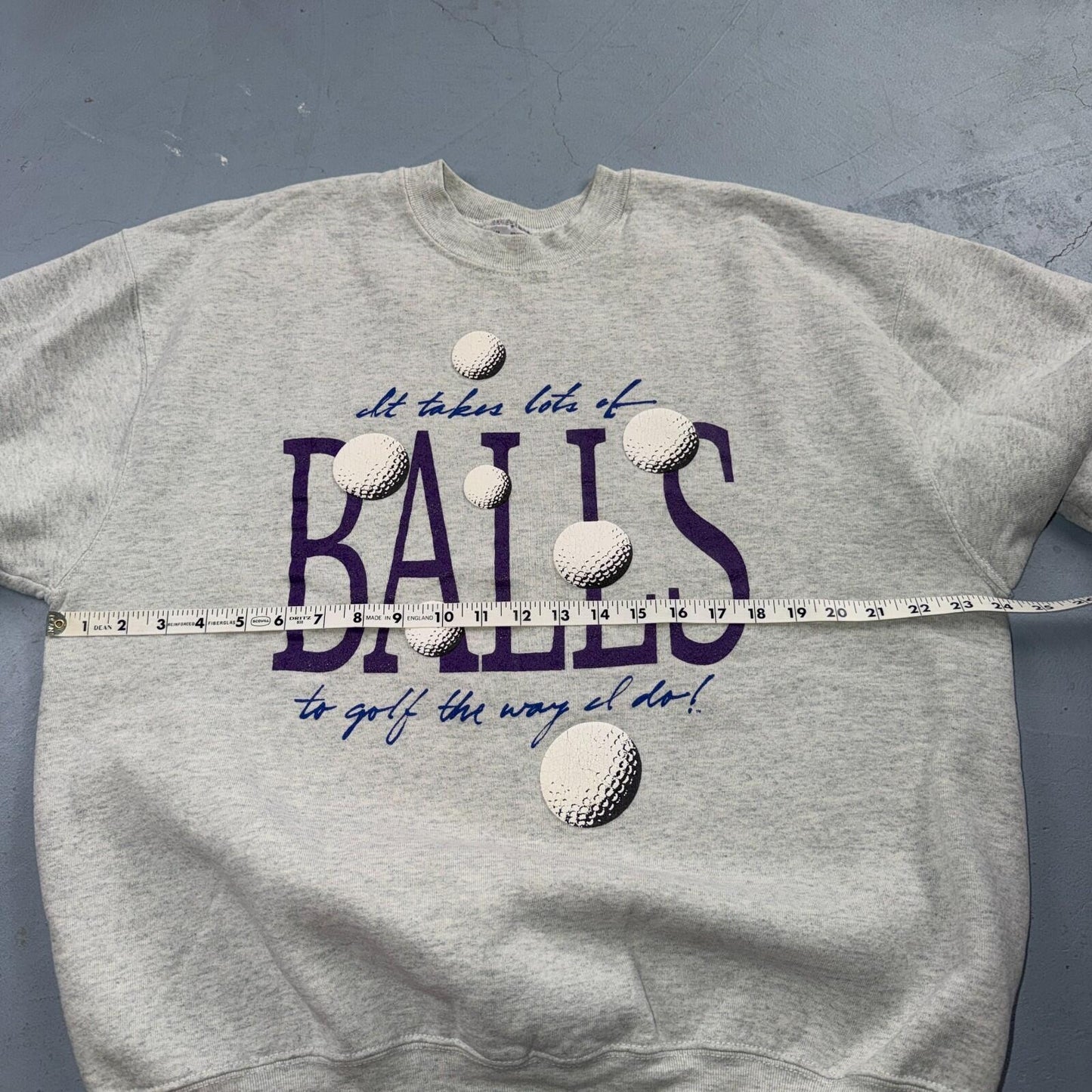VTG Golf Balls Crewneck Sweatshirt USA Funny Humor Jokes FOTL 90s Quote Text