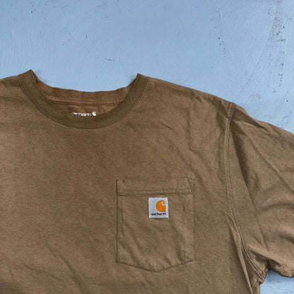 Carhartt K87 DES Men's Cotton Brown Desert T-Shirt Short Sleeve Pocket Sz L