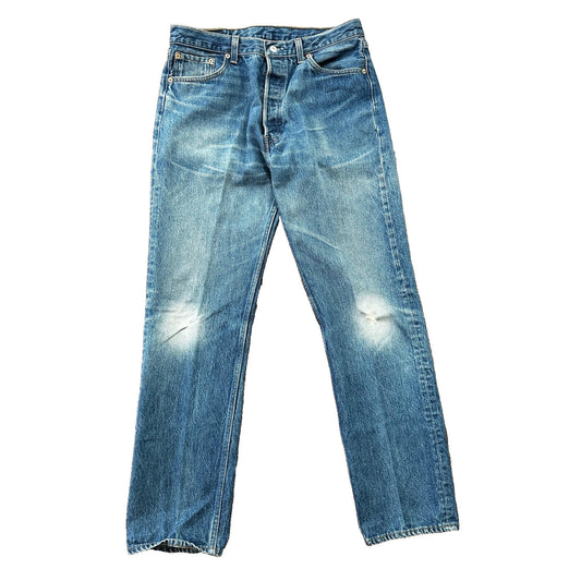 VTG 90s Levis 501 Button Fly 36x36 USA Tag Jeans Straight Wash Blue XX Act 32x31