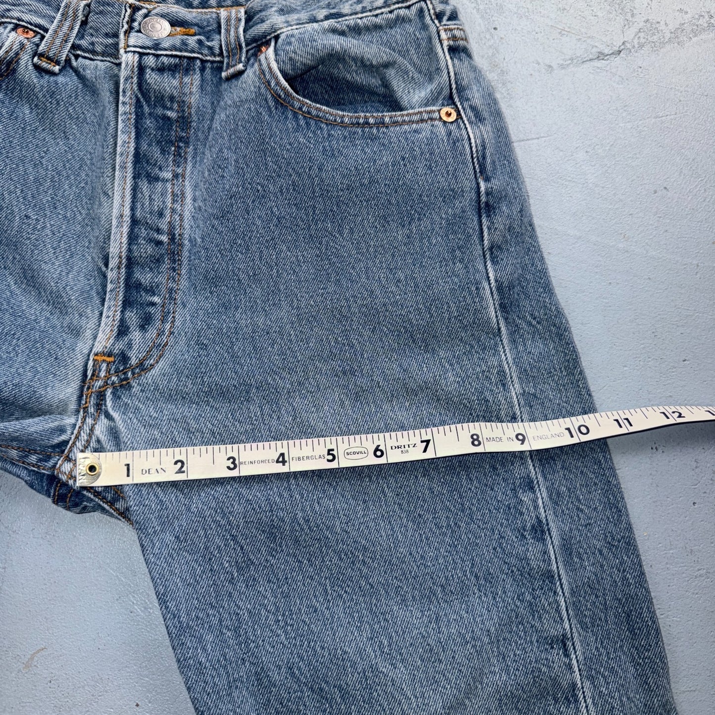 Levis 501 Vintage 90s USA XX Straight Leg Jeans Blue Light Wash 30x30 Act 27x28
