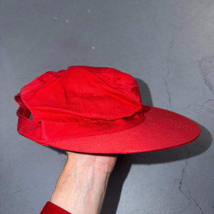 Women Hat Sun Fishing Hiking Boating Hat Red One Size Visor Brim VTG 80s