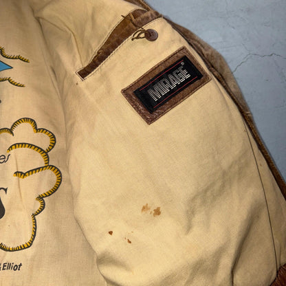 Vintage Leather Jacket Mirage G-1 Flight Size 46 80s Brown Patina Map Line Heavy