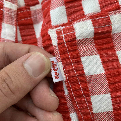 Vintage Levis 60s Big E Flare Red Pants Denim Jeans Boot Cut 517 Checkerboard