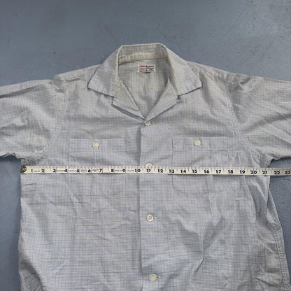 VTG 1950s Enro Trafalgar Loop Collar Button Up Shirt Cotton Rockabilly M Checker