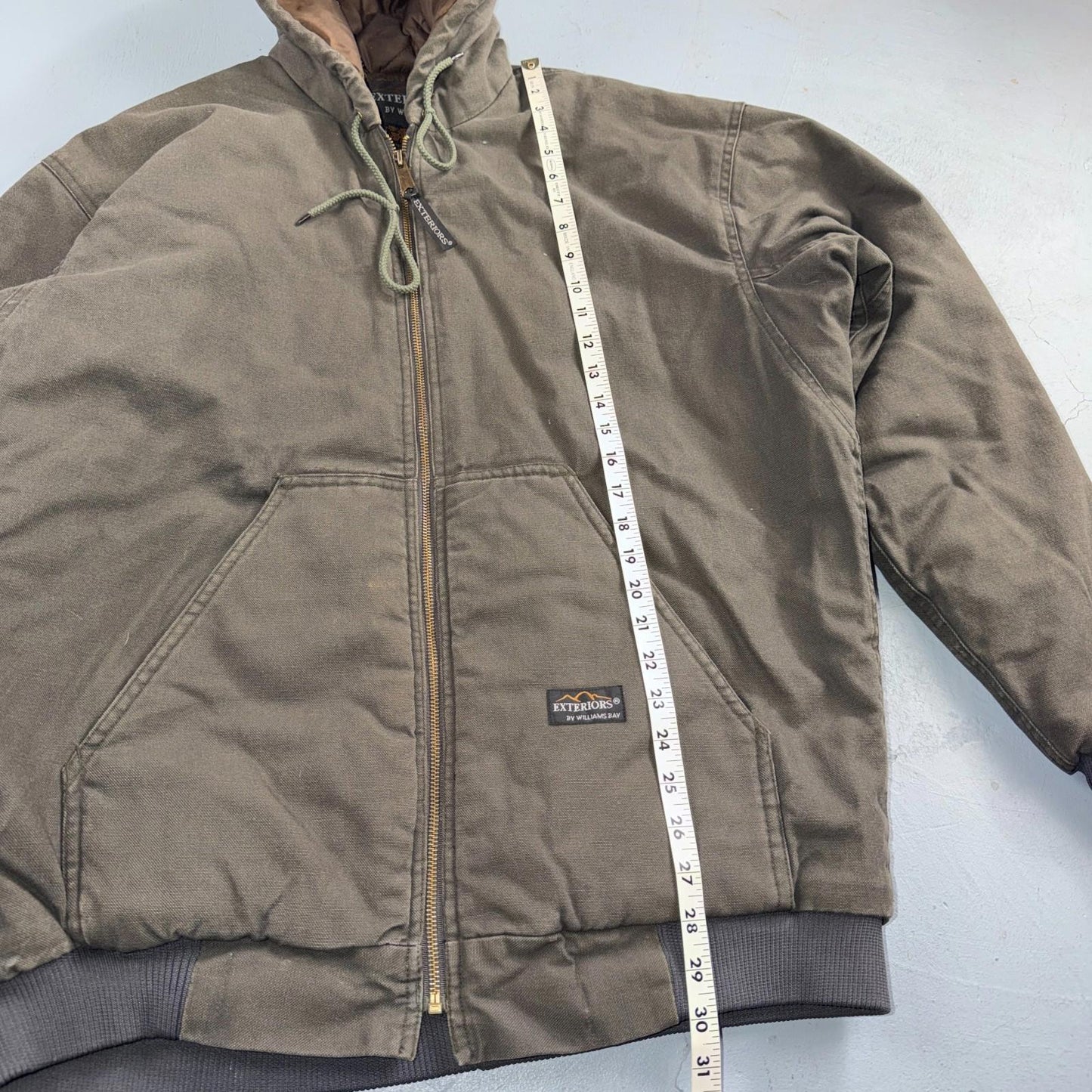 Williams Bay Duck Jacket Men's Size L Hooded Gray Severe Weather Insulated Work