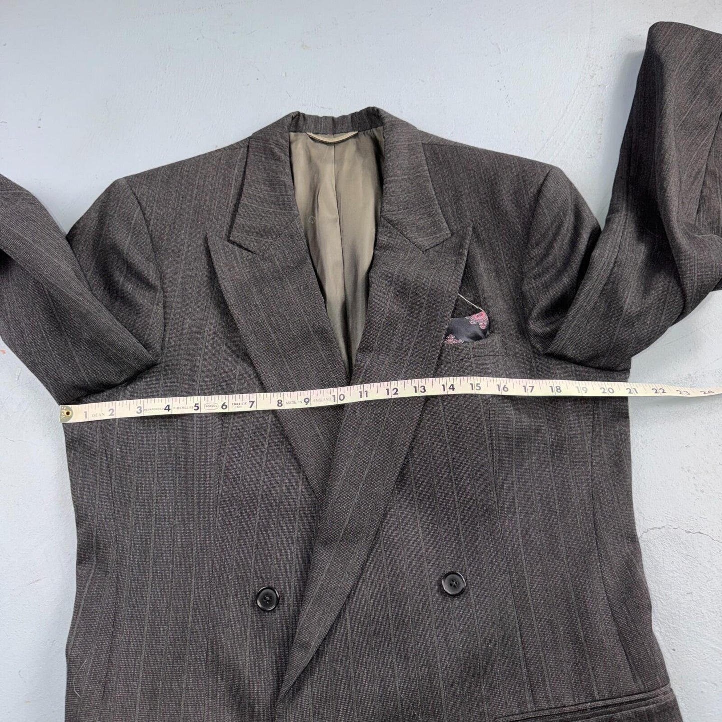 Christian Dior Blazer Mens 42 Gray Stripe Double Breasted Wool Sport Coat Suit