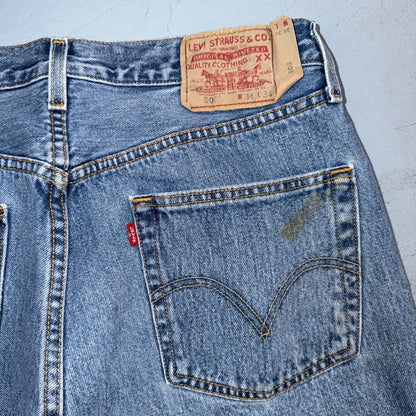 Levis 501 Vintage Y2K 90s XX Straight Leg Jeans Blue Light Wash 34x34 Act 31x32