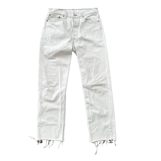 Vintage 90s Levis 501 USA 34x34 Tag Jeans 80s White Bleach Wash Act Worn 31x30