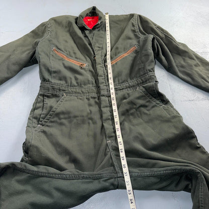 VTG 60s Wrangler Big Ben Work Coveralls Mens M Long Green Jumpsuit Zip Utility